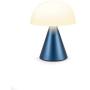 Lexon MINA L - Portable LED lamp, 24 Hours of Battery Life, 9 Ambient Colors with Pressure Dimmer Switch Light, IPX4 Water Resistance, QI Charging or USB-C - Aluminium/Dark Blue