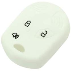 SEGADEN Silicone Cover Protector Case Holder Skin Jacket Compatible with FORD 3 Button Remote Key Fob CV2705 White