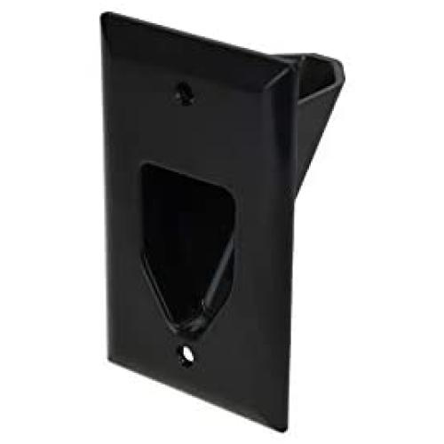 DATA COMM Electronics 45-0001-BK 1-Gang Recessed Low Voltage Cable Plate - Black