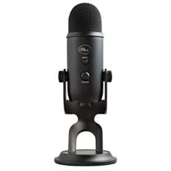 Blue Yeti USB Mic for Recording & Streaming on PC and Mac, 3 Condenser Capsules, 4 Pickup Patterns, Headphone Output and Volume Control, Mic Gain Control, Adjustable Stand, Plug & Play – Blackout