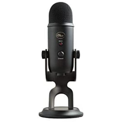 Blue Yeti USB Mic for Recording & Streaming on PC and Mac, 3 Condenser Capsules, 4 Pickup Patterns, Headphone Output and Volume Control, Mic Gain Control, Adjustable Stand, Plug & Play – Blackout