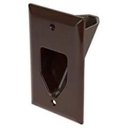 DATA COMM Electronics 45-0001-BR 1-Gang Recessed Low Voltage Cable Plate - Brown