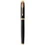 PARKER IM Rollerball Pen, Black Lacquer Gold Trim with Fine Point Black Ink Refill, Gift Box (1931659), Black and Gold