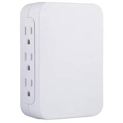 GE Pro 6 Outlet Wall Tap Surge Protector, Side Access, Power Outlet Adapter, 3 Prong Wall Mount, Plug In Outlet Extender, 1200 Joules, Warranty, UL Listed, White, 10353