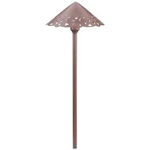 Kichler 15443OB, Lace Low Voltage Solid Brass Post Landscape Path Lighting Fluor, Olde Brick
