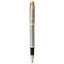 Parker IM Rollerball Pen, Brushed Metal and Gold with Fine Point Black Ink Refill (1975542)