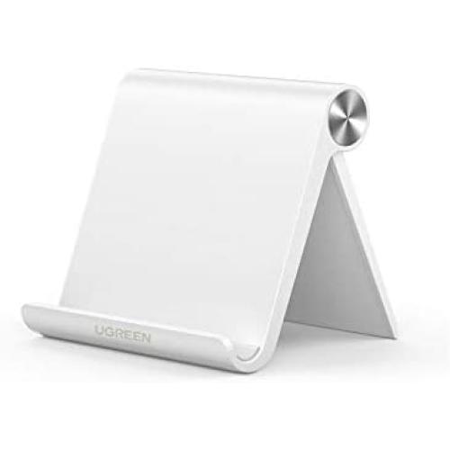 UGREEN Cell Phone Stand Holder Mobile Phone Dock Compatible for iPhone 12 Pro Max 11 SE XS XR 8 Plus 6 7 Samsung Galaxy Note20 S20 S10 S9 S8 Android Smartphone Holder Desk Adjustable Foldable White