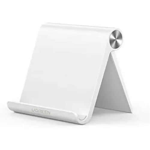 UGREEN Cell Phone Stand Holder Mobile Phone Dock Compatible for iPhone 12 Pro Max 11 SE XS XR 8 Plus 6 7 Samsung Galaxy Note20 S20 S10 S9 S8 Android Smartphone Holder Desk Adjustable Foldable White