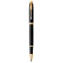 PARKER IM Rollerball Pen, Black Lacquer Gold Trim with Fine Point Black Ink Refill, Gift Box (1931659), Black and Gold