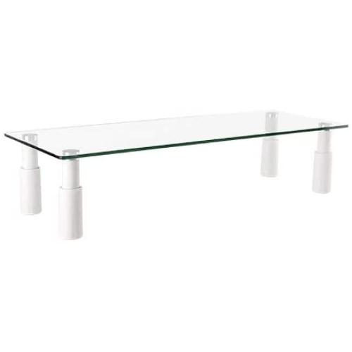Mount Plus STB101 22.5 Inch Wide Tempered Glass Monitor Riser Desktop Stand Height Adjustable Table Top for Flat Screen LCD LED TV, Laptop, Notebook, Display (1 Pack)