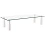 Mount Plus STB101 22.5 Inch Wide Tempered Glass Monitor Riser Desktop Stand Height Adjustable Table Top for Flat Screen LCD LED TV, Laptop, Notebook, Display (1 Pack)