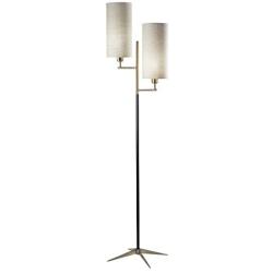 Adesso 3474-01 Davis Floor Lamp, 69.75 in, 2X 60W Incandescent/ 13W CFL, Matte Black & Antique Brass, 1 Home Decor Lighting