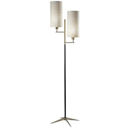 Adesso 3474-01 Davis Floor Lamp, 69.75 in, 2X 60W Incandescent/ 13W CFL, Matte Black & Antique Brass, 1 Home Decor Lighting