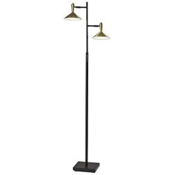 Adesso 4264-01 Lucas Floor Lamp with Smart Switch, 65 in, 2 x 6W Integrated LED, Black/Antique Brass, 1 Tree Lamp