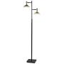 Adesso 4264-01 Lucas Floor Lamp with Smart Switch, 65 in, 2 x 6W Integrated LED, Black/Antique Brass, 1 Tree Lamp