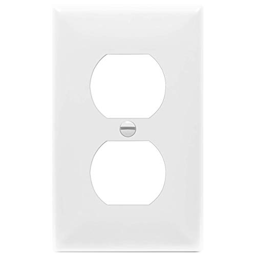 Enerlites 8821-W Duplex Receptacle Outlet Wall Plate, Standard Size 1-Gang, Polycarbonate Thermoplastic, White