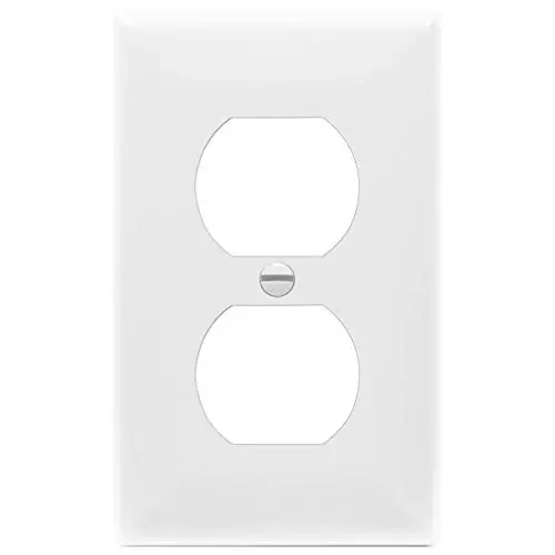 Enerlites 8821-W Duplex Receptacle Outlet Wall Plate, Standard Size 1-Gang, Polycarbonate Thermoplastic, White Enerlites 8821-W Duplex Receptacle Outlet Wall Plate, Standard Size 1-Gang, Polycarbonate Thermoplastic, White