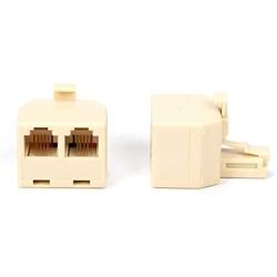 Duplex Jack Phone Wall Adapter - 1 Pack, Ivory - 2-Way Phone Splitter (2 Lines) Wall Jack Phone RJ11 Adapter