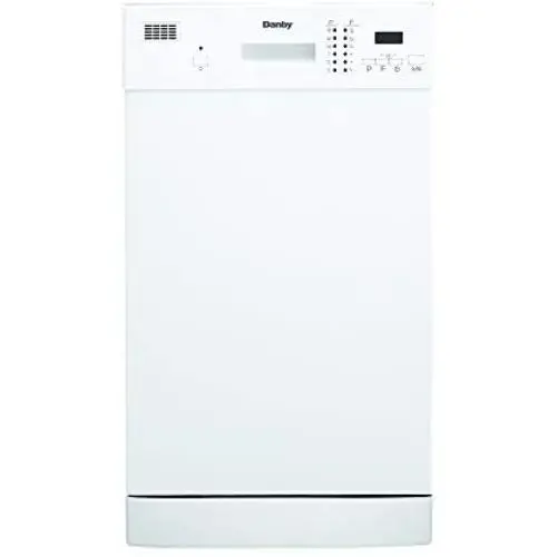 Danby 18 Inch Built in Dishwasher, 8 Place Settings, 6 Wash Cycles and 4 Temperature + Sanitize Option, Energy Star Rated with Low Water Consumption and Quiet Operation - White (DDW1804EW)