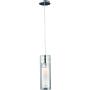 ET2 E22000-10 Frost Clear/White Glass Cylinder Mini Pendant Ceiling Lighting, 1-Light 50 Watt, 15''H x 6''W, Chrome