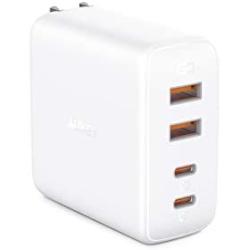 USB C Charger, AUKEY Omnia 100W 4-Port PD Charger with GaNFast Technology, USB C Laptop Charger Power Delivery 3.0 for MacBook Pro 16'', iPad Pro 11'', iPhone 11 Pro Max, HP Spectre -White