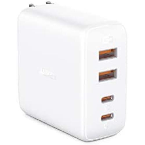 USB C Charger, AUKEY Omnia 100W 4-Port PD Charger with GaNFast Technology, USB C Laptop Charger Power Delivery 3.0 for MacBook Pro 16'', iPad Pro 11'', iPhone 11 Pro Max, HP Spectre -White