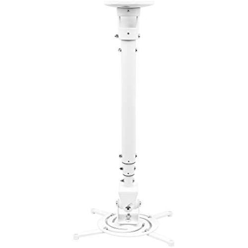 DYNAVISTA Full Motion Universal Ceiling Projector Mount Bracket with Adjustable Height and Extendable Arms Rotating Swivel Mount for Home and Office Projector (White)