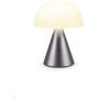 Lexon MINA L - Portable LED lamp, 24 Hours of Battery Life, 9 Ambient Colors with Pressure Dimmer Switch Light, IPX4 Water Resistance, QI Charging or USB-C - Aluminium/Gun Metal
