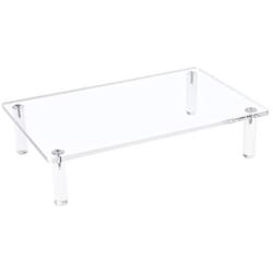 Sumerflos Acrylic Monitor Desk Stand, 0.32 Inch Thickness Sturdy Platform Computer Laptop Monitor Riser Stand, Clear Stylish Home Office Desktop Universal Stand with Anti-Slip Pads, Save Space