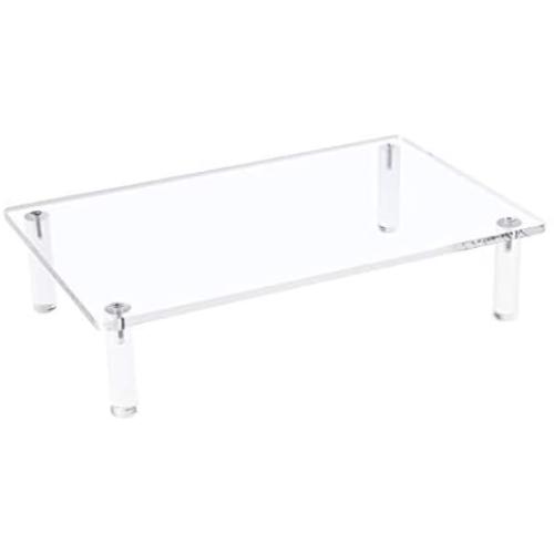 Sumerflos Acrylic Monitor Desk Stand, 0.32 Inch Thickness Sturdy Platform Computer Laptop Monitor Riser Stand, Clear Stylish Home Office Desktop Universal Stand with Anti-Slip Pads, Save Space