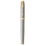 Parker IM Rollerball Pen, Brushed Metal and Gold with Fine Point Black Ink Refill (1975542)