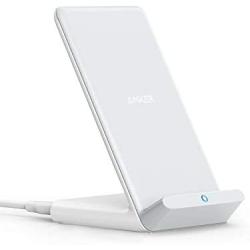 Anker Wireless Charger, PowerWave Stand, Qi-Certified for iPhone 12, 12 Mini, 12 Pro Max， SE, 11, 11 Pro, 11 Pro Max, XR, Xs Max, 10W Fast-Charging Galaxy S20 S10 S9 S8, Note 10 (No AC Adapter)