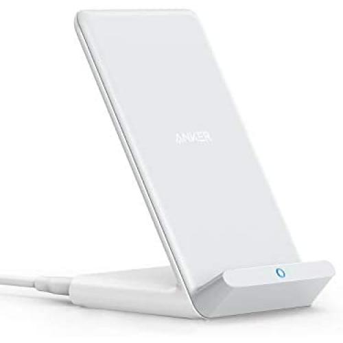 Anker Wireless Charger, PowerWave Stand, Qi-Certified for iPhone 12, 12 Mini, 12 Pro Max， SE, 11, 11 Pro, 11 Pro Max, XR, Xs Max, 10W Fast-Charging Galaxy S20 S10 S9 S8, Note 10 (No AC Adapter)