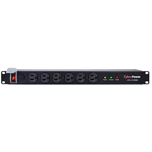 CyberPower CPS1215RMS Surge Protector, 120V/15A, 12 Outlets, 15ft Power Cord, 1U Rackmount Black