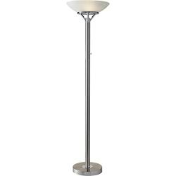 Adesso 5023-22 Expo 300W Torchiere, 71.5 in, 2 x 150W Incandescent/LED, Brushed Steel/Chrome Finish, 1 Floor Lamp