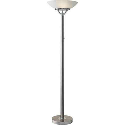 Adesso 5023-22 Expo 300W Torchiere, 71.5 in, 2 x 150W Incandescent/LED, Brushed Steel/Chrome Finish, 1 Floor Lamp