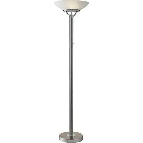 Adesso 5023-22 Expo 300W Torchiere, 71.5 in, 2 x 150W Incandescent/LED, Brushed Steel/Chrome Finish, 1 Floor Lamp Adesso 5023-22 Expo 300W Torchiere, 71.5 in, 2 x 150W Incandescent/LED, Brushed Steel/Chrome Finish, 1 Floor Lamp