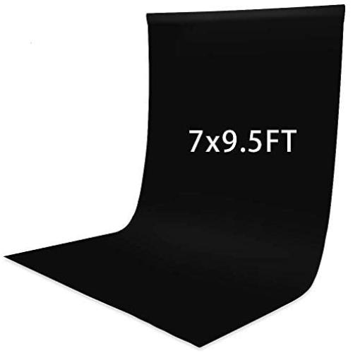 KNGKILQN Black Backdrop Photography Background - 7x9.5ft Black Background Photo Backdrop for Photoshoot Product Picture Video Conferencing Recording Screen