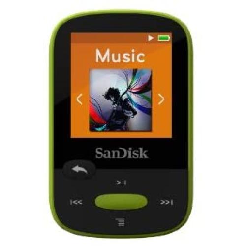 SanDisk 8GB Clip Sport MP3 Player, Lime - LCD Screen and FM Radio - SDMX24-008G-G46L