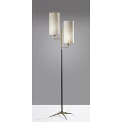 Adesso 3474-01 Davis Floor Lamp, 69.75 in, 2X 60W Incandescent/ 13W CFL, Matte Black & Antique Brass, 1 Home Decor Lighting
