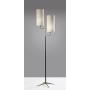 Adesso 3474-01 Davis Floor Lamp, 69.75 in, 2X 60W Incandescent/ 13W CFL, Matte Black & Antique Brass, 1 Home Decor Lighting