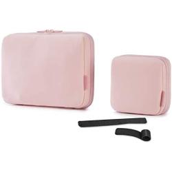 BAGSMART Cable Electronic Organizer 2Pcs Travel Packing Gadgets Bag Pouch for 7.9 inch ipad, Cables, Mouse, Phone, USB, SD Card (Pink)
