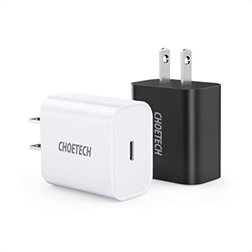 CHOETECH USB C Charger(2-Pack) for iPhone 12/12 Mini/12 Pro Max, 18W Fast Charger USB C Power Delivery Wall Charger for iPhone 11 Pro Max/SE/ XS/XR, iPad Pro, Galaxy S20 Ultra/S20, Google Pixel 4/3XL
