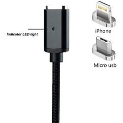 2 Pack CoolKo Newest Strongest Magnet 2.1 A, 5 Feet Black Magnetic Braided Cables Compatible for All A.pple Products & Micro USB Android Smart Phones & Tablets