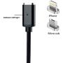 2 Pack CoolKo Newest Strongest Magnet 2.1 A, 5 Feet Black Magnetic Braided Cables Compatible for All A.pple Products & Micro USB Android Smart Phones & Tablets
