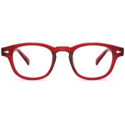 JiSoo Blue Light Glasses, Fashion Blue Light Blocking Glasses Trendy Computer Game Glasses Filter Blue Ray Stylish Eyeglasses Frame with Spring Hinge, Red