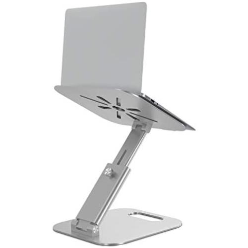 Laptop Stand for Desk, Height Adjustable up to 20'' Sit to Stand Ergonomic Computer Stand, Laptop Riser Laptop Holder, Tall Laptop Stand for MacBook, Laptops 10-17'', Silver