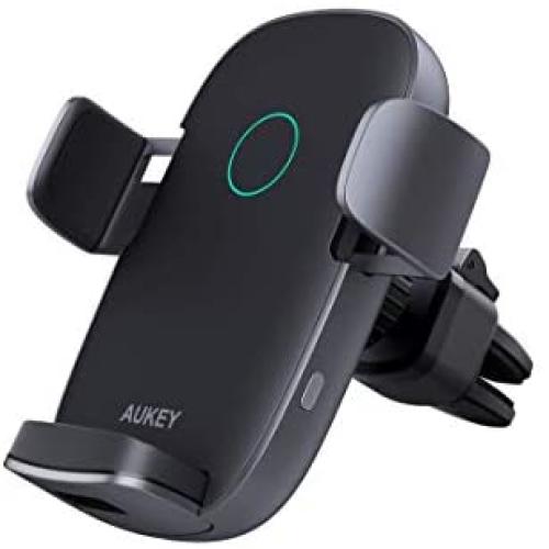 AUKEY Wireless Car Charger 10W Qi Fast Charging Auto-Clamping Car Phone Mount Air Vent Phone Holder Compatible with iPhone11/11Pro/11ProMax/XSMax/XS/X/8/8+ Samsung S10/S10+/S9/S9+/S8/S8+/Note and More