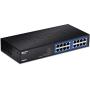 TRENDnet - TEG-S16DG 16-Port Unmanaged Gigabit GREENnet Desktop Metal Switch, TEG-S16DG, Ethernet Splitter, Ethernet/Network Switch, 16 x 10/100/1000 RJ-45 Ports, 32 Gbps Forwarding Capacity, Lifetime Protection Black