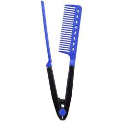 Emoly New V Shaped Straight Hairdressing Styling | Straightener Comb for Knotty Hair | Styling Comb for Unkempt Hair (Blue)